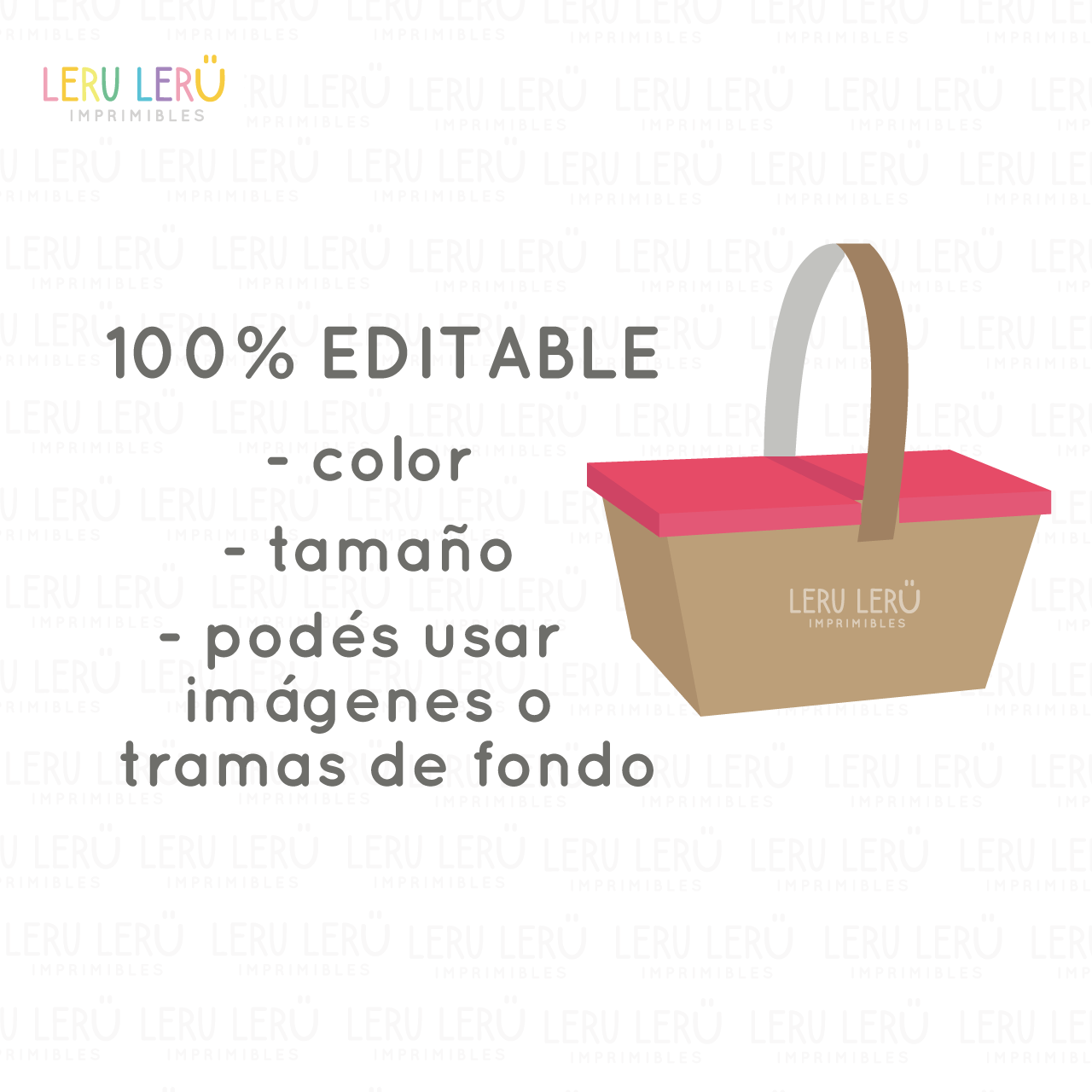 Plantilla editable de caja con forma de cesta de picnic