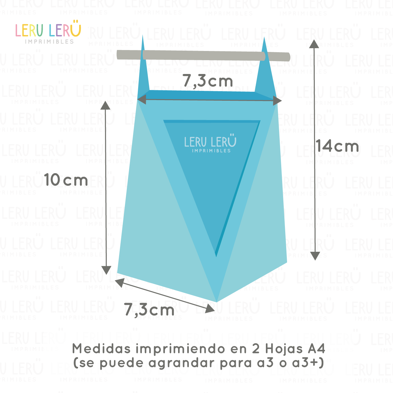 Medida de la caja poligonal shaker con sorbete imprimiendo en 2 hojas