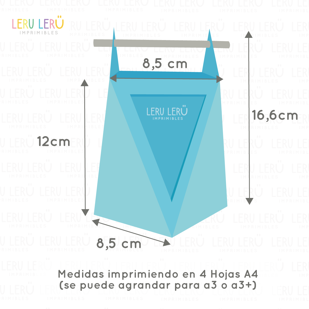 Medida de la caja poligonal shaker con sorbete imprimiendo en 4 hojas