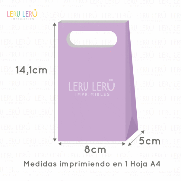 Medidas de Bolsa con manija calada imprimiendo en 1 hoja