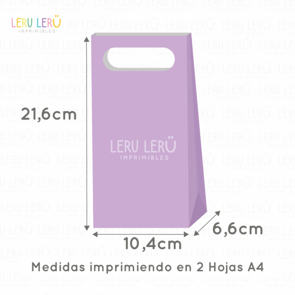 Medidas de Bolsa con manija calada imprimiendo en 2 hojas