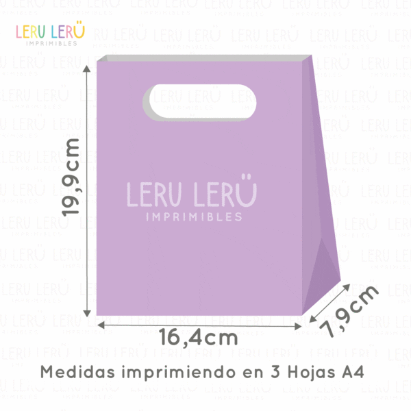 Medidas de Bolsa con manija calada imprimiendo en 3 hojas