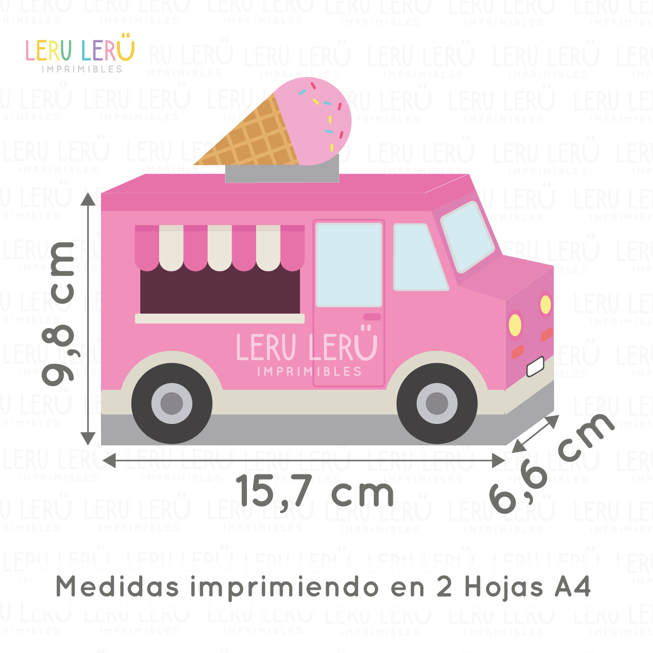 Medidas del la caja de camión de helados