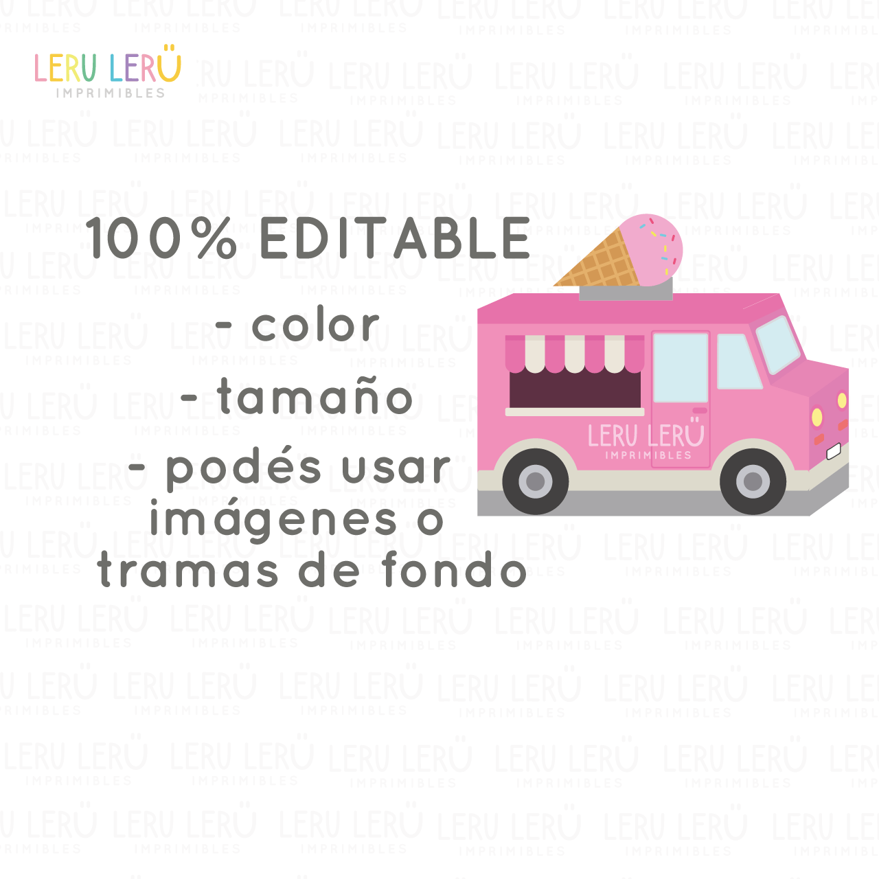 Plantilla editable de la caja de camión de helados