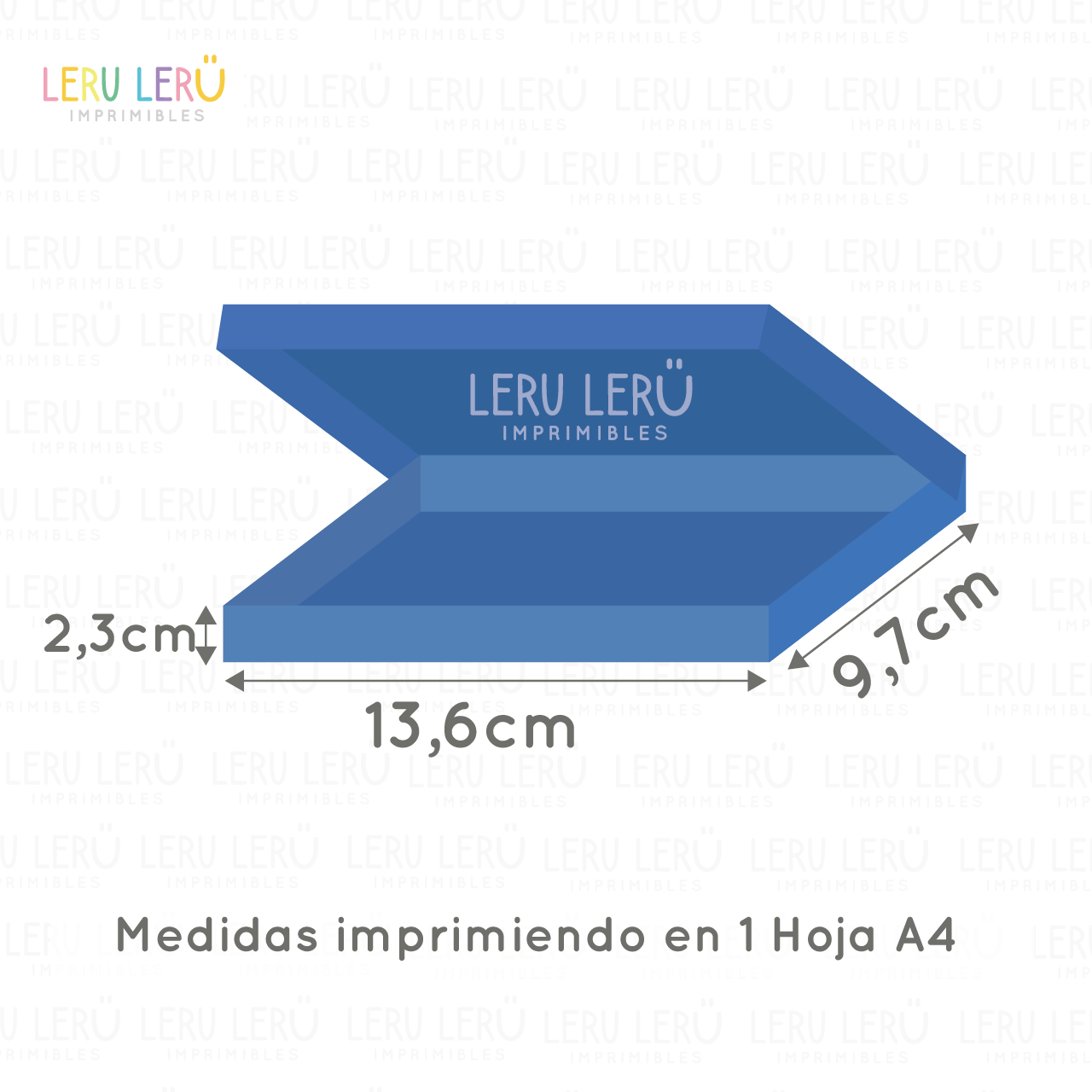Medidas del molde de caja rectangular con cierre tipo pizza imprimiendo en 1 hoja A4