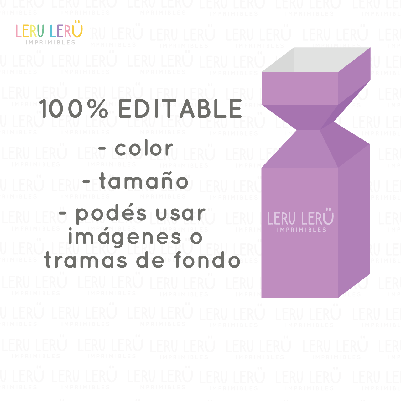 Plantilla editable de caja con forma de medio caramelo