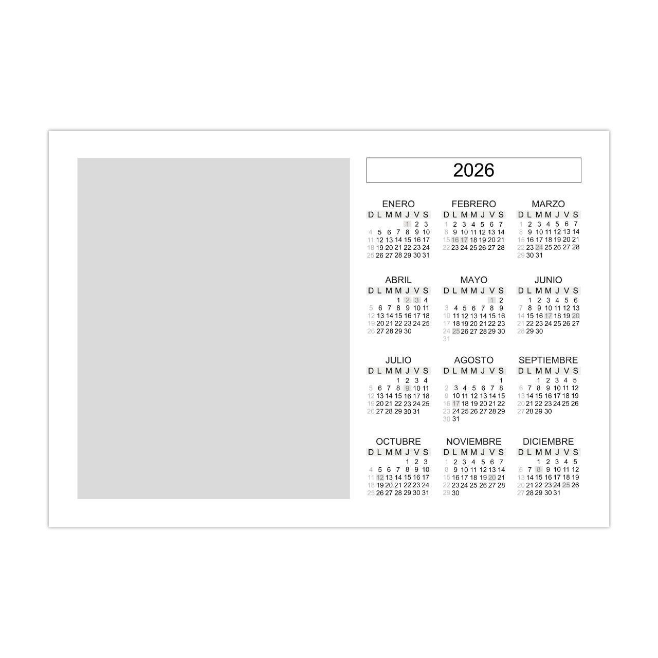 Calendario Almanaque Horizontal - Imagen 3