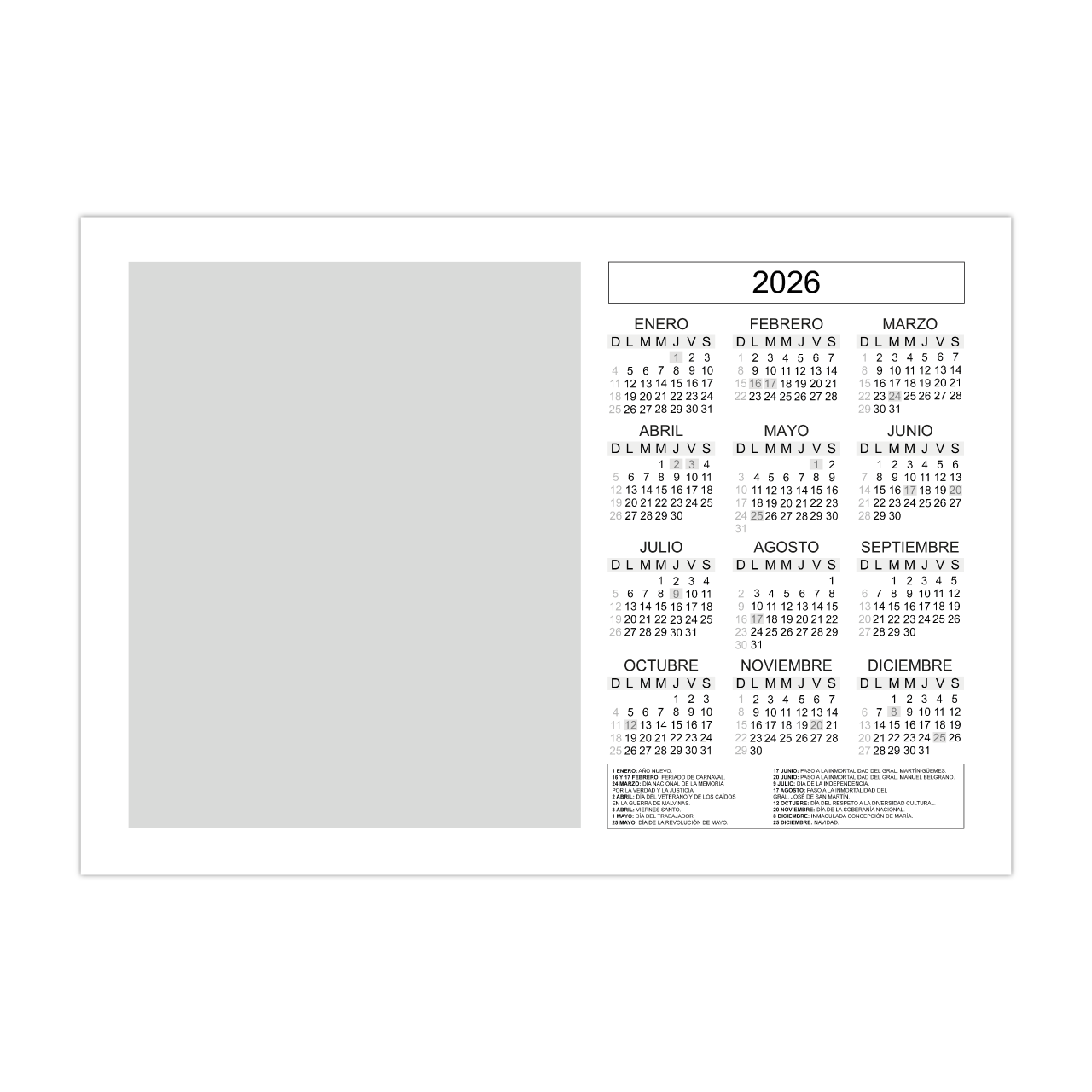Calendario Almanaque Horizontal - Imagen 2