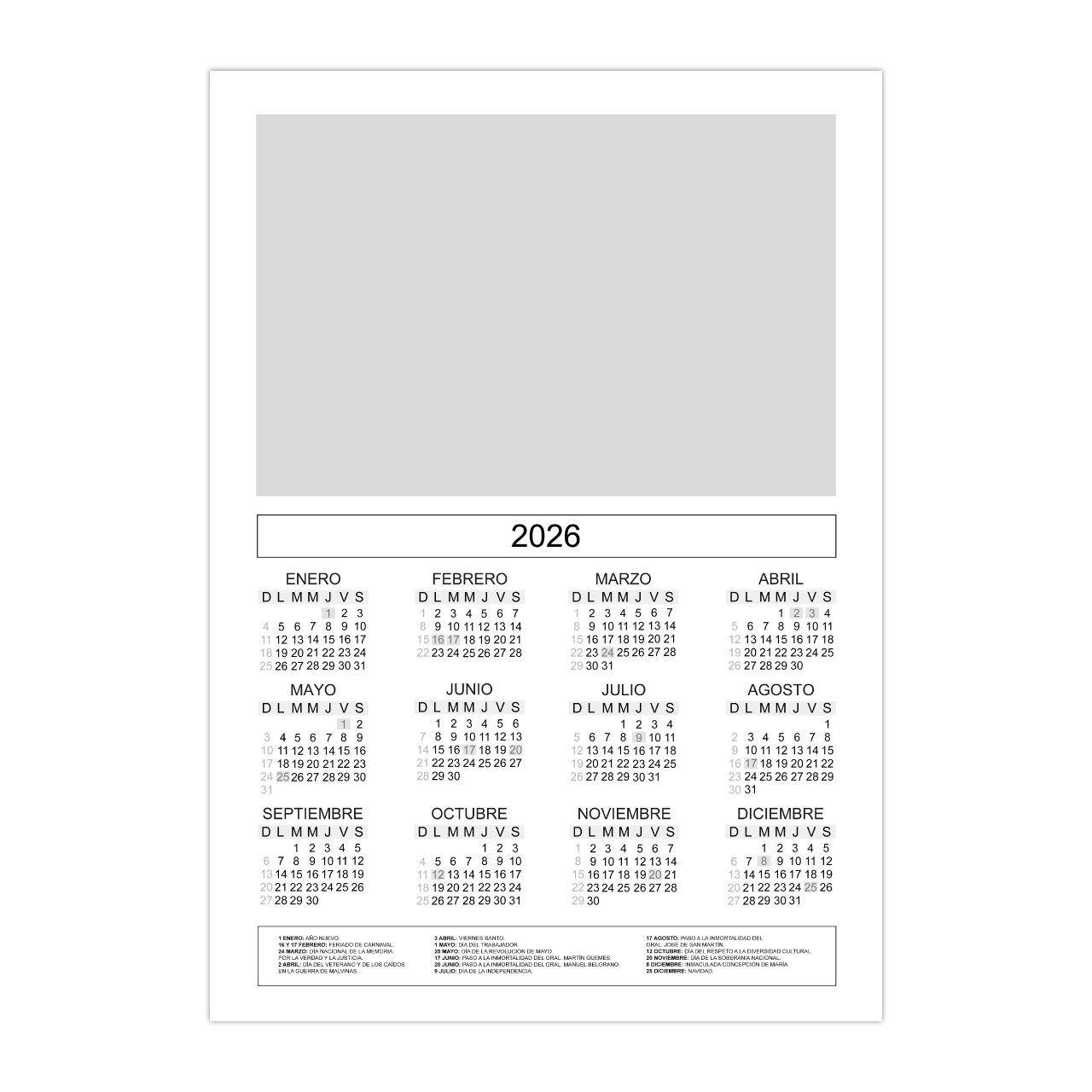 Calendario Almanaque Vertical - Imagen 2