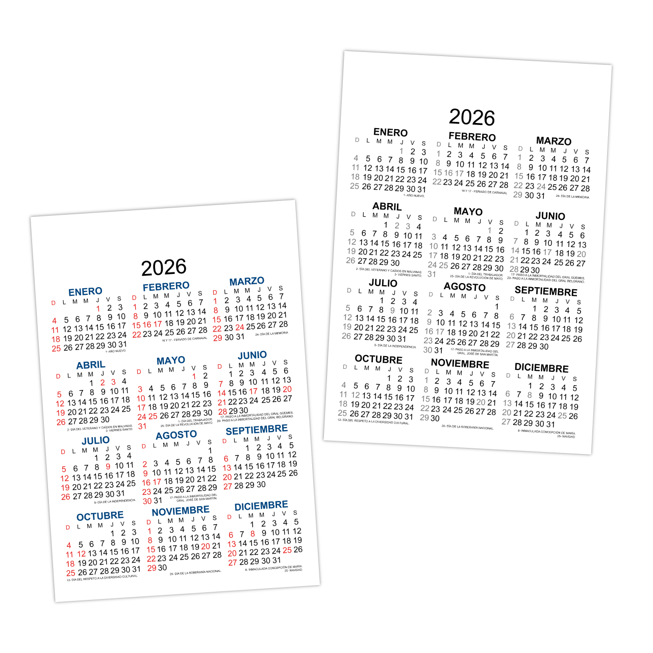 Calendario Almanaque de bolsillo