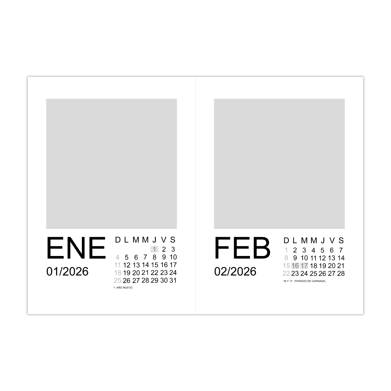 Calendario Almanaque A5 mes por mes