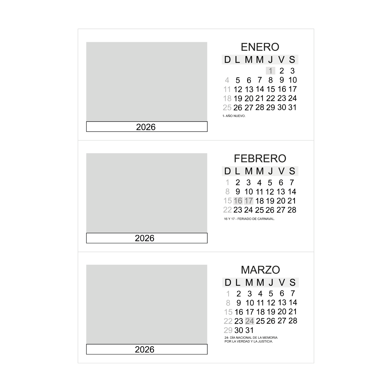 Calendario Almanaque Carpita mes por mes - Imagen 3