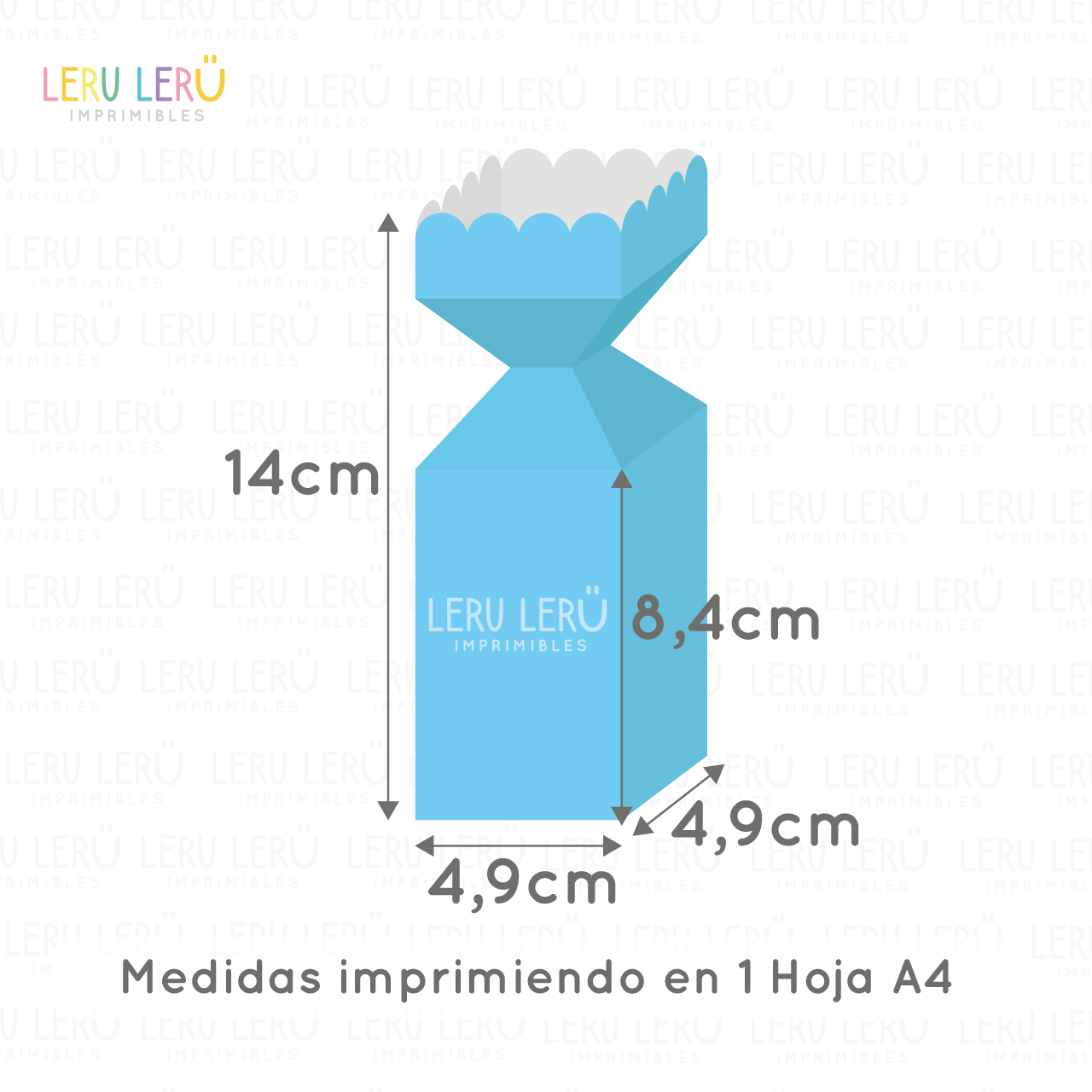 Medidas de la caja caramelo imprimiendo en 1 hoja A4