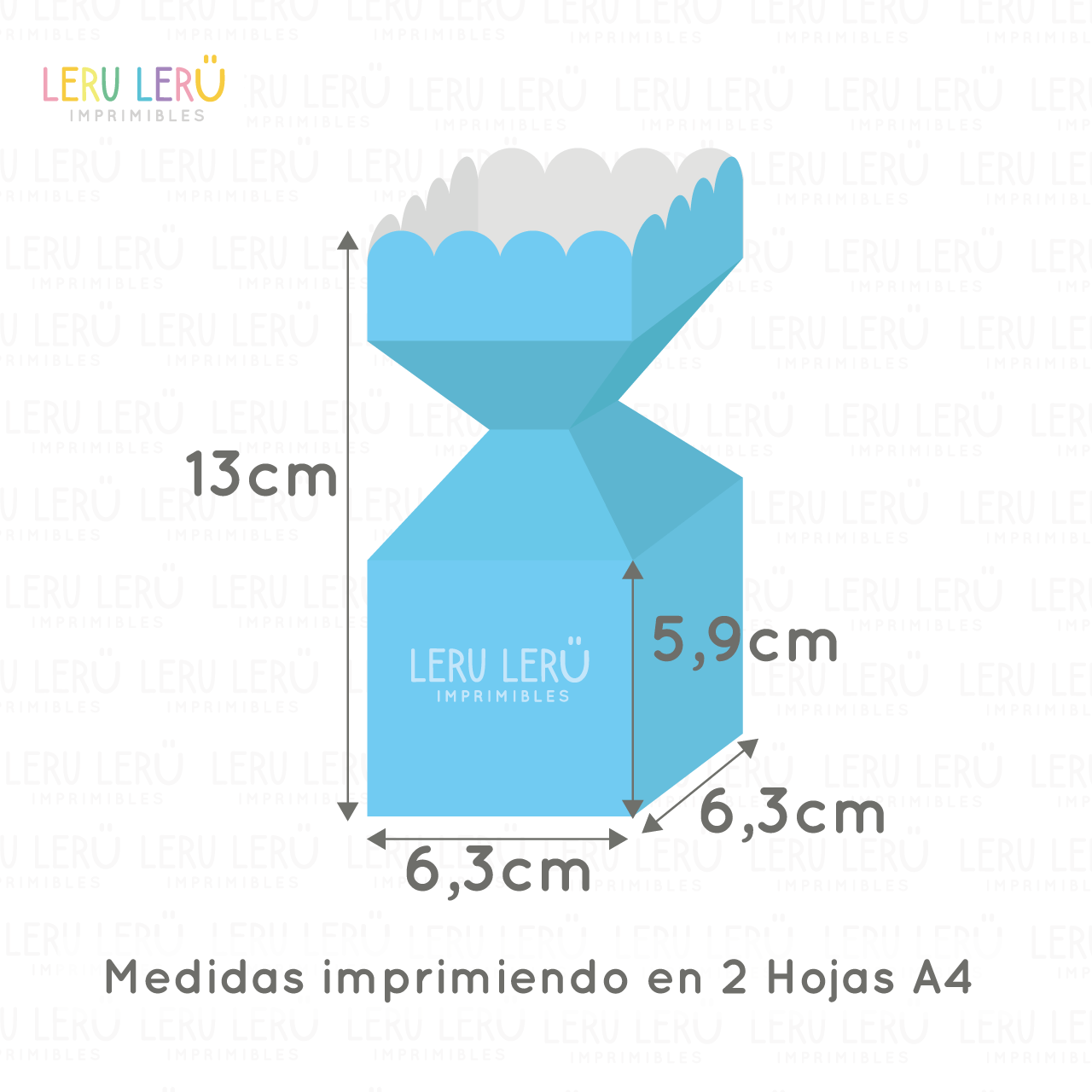 Medidas de la caja caramelo imprimiendo en 2 hojas A4