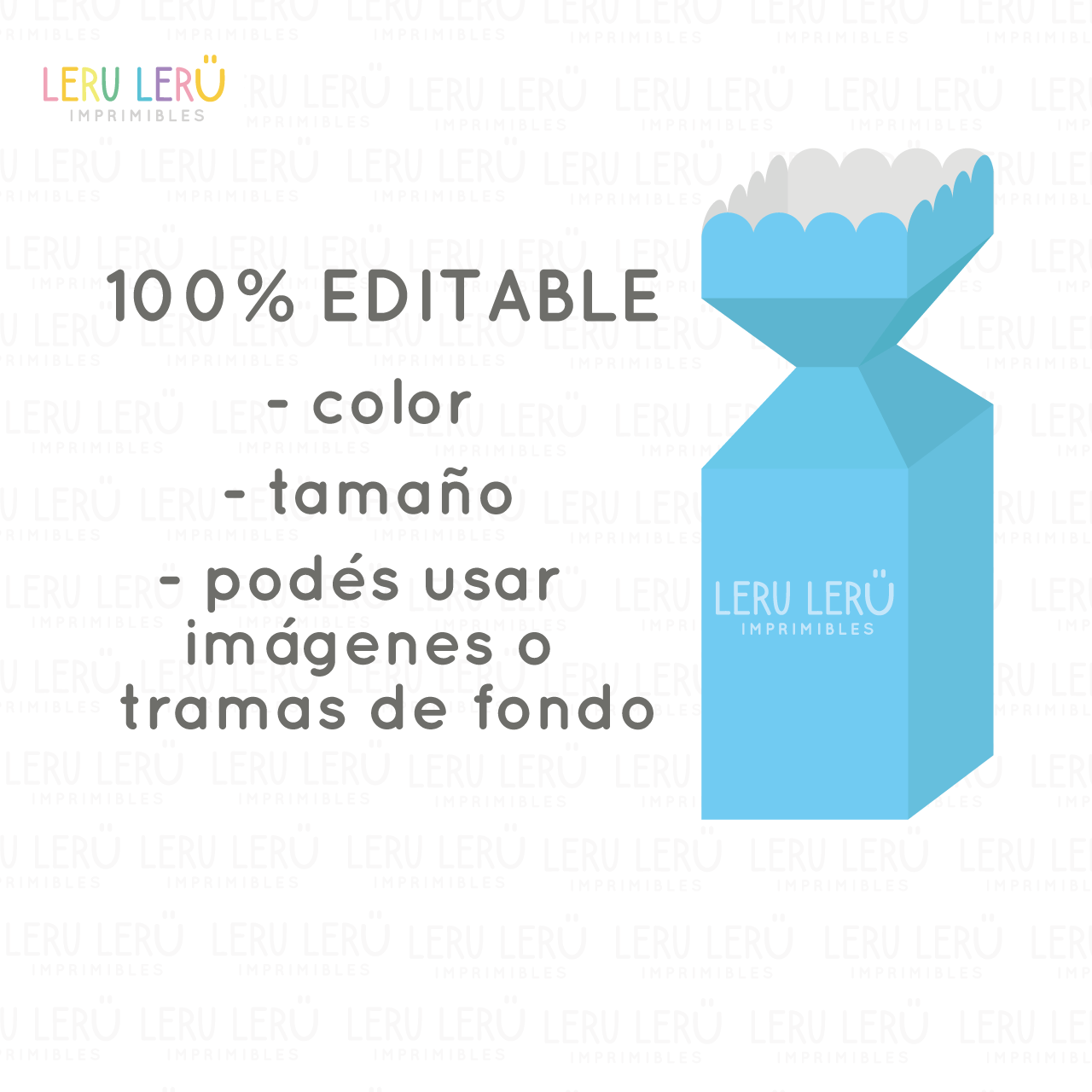 Plantilla editable de caja medio caramelo con ondas