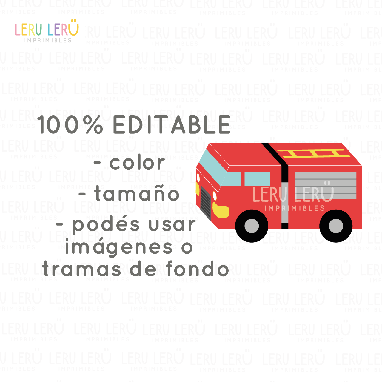 Plantilla de caja con forma de camion de bomberos