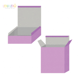 Molde de caja rectangular con tapa unida, se puede armar de dos formas