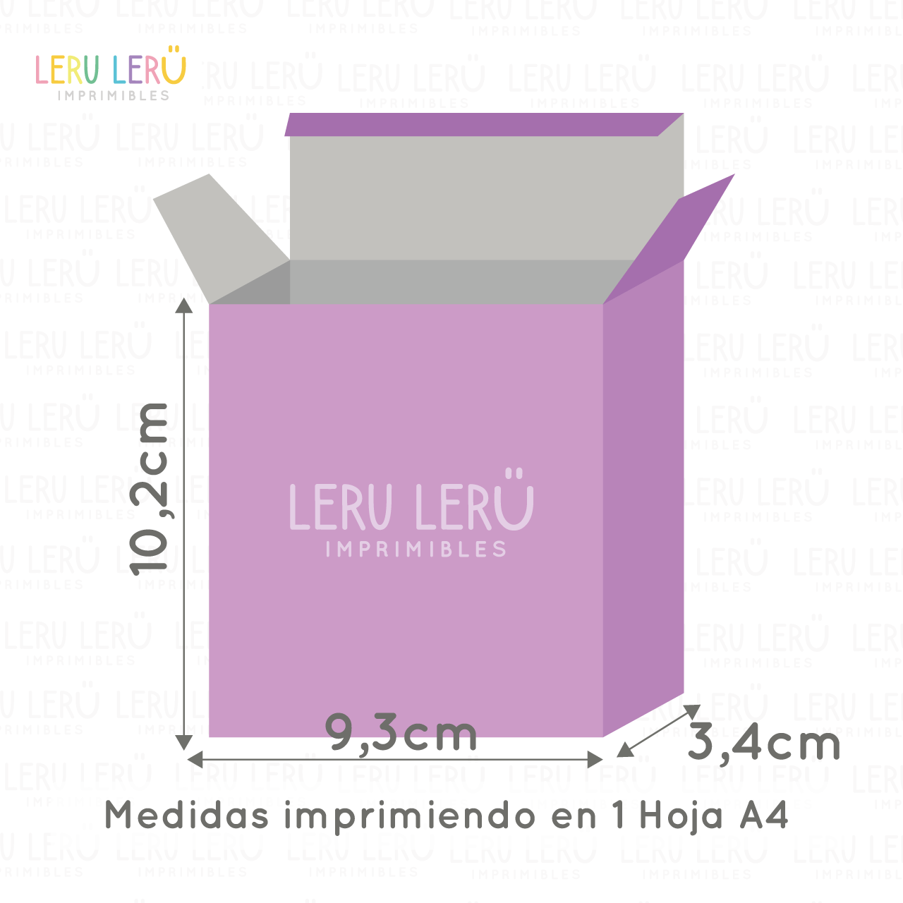 Medidas de la caja rectangular con tapa unida armado vertical 1 hoja A4