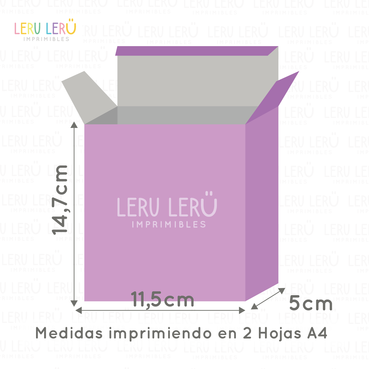 Medidas de la caja rectangular con tapa unida armado vertical 2 hojas A4