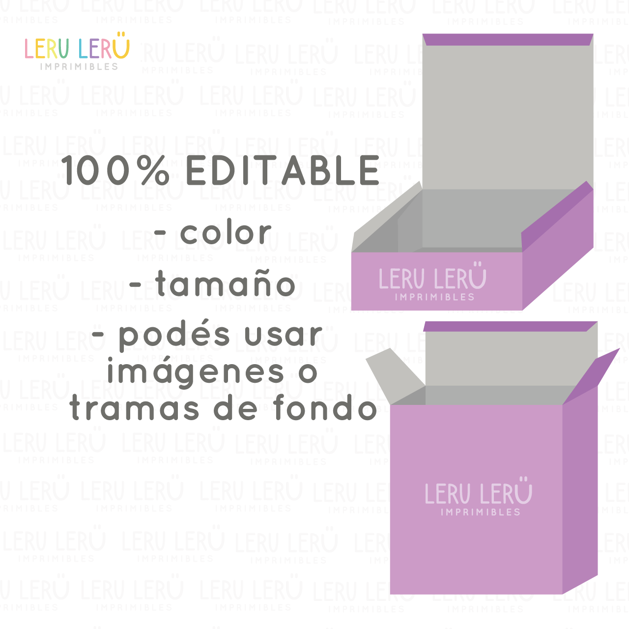 Plantilla de caja rectangular con tapa unida, se puede armar de dos formas