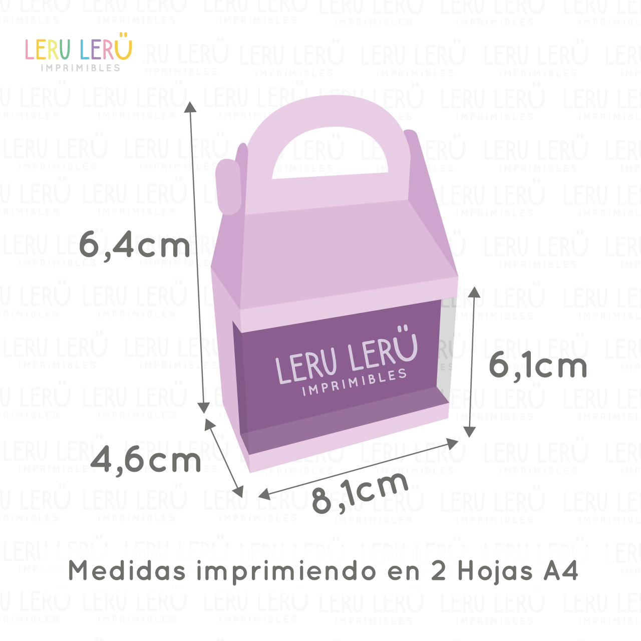 Medidas de la caja lonchera imprimiendo en 2 hojas A4