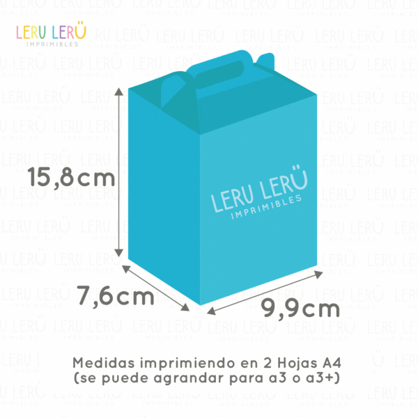Medida de la caja lonchera imprimiendo en 2 hojas A4