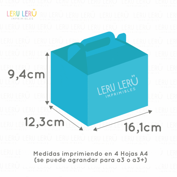 Medida de la caja lonchera imprimiendo en 4 hojas A4