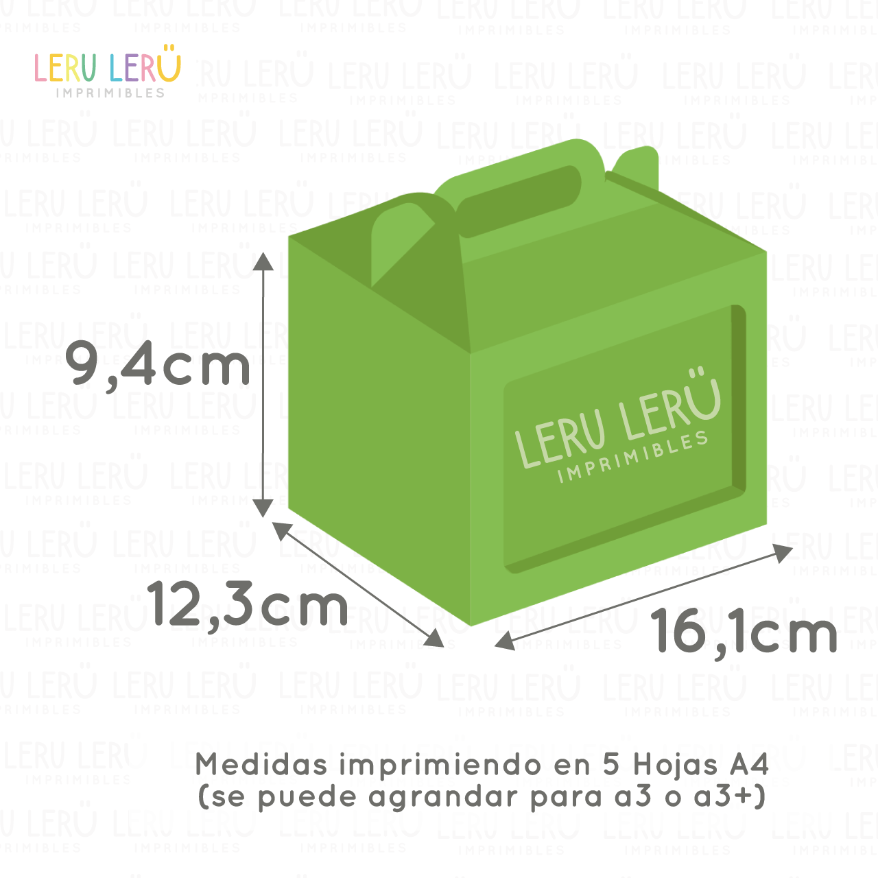 Medidas de la caja lonchera imprimiendo en 5 hojas A4