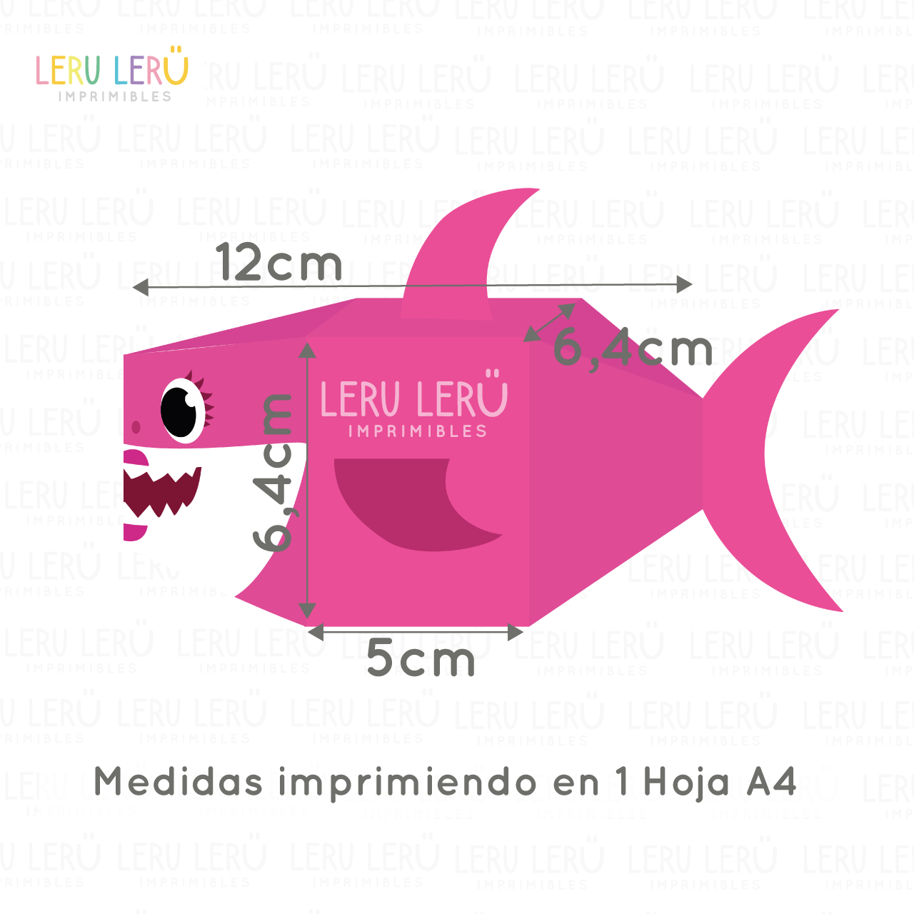 Medida de la caja mamá tiburón imprimiendo en 1 hoja A4