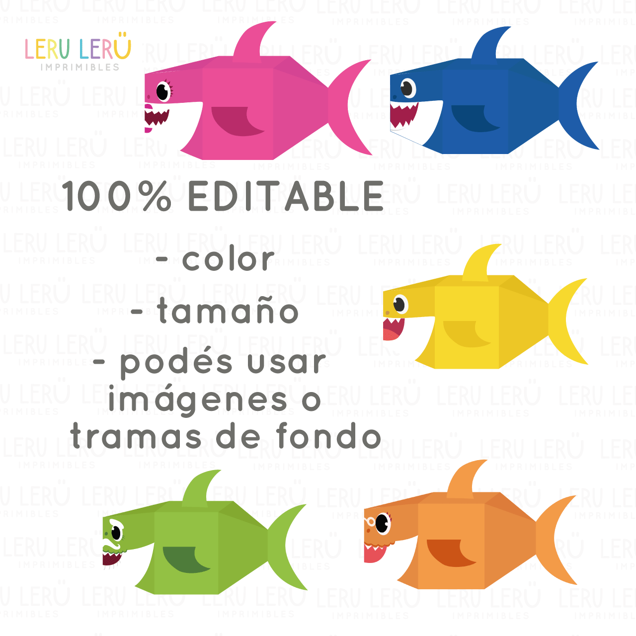 Pack de Plantillas de cajas de la familia tiburón