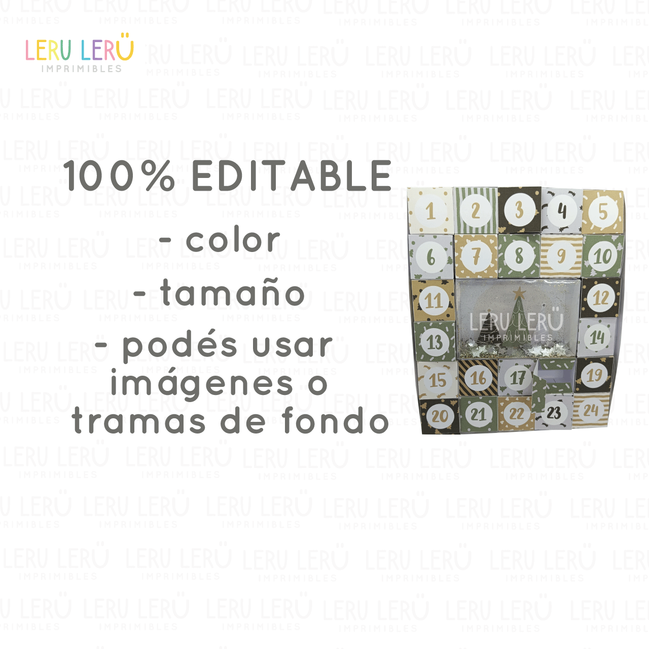 Plantilla de calendario de adviento editable