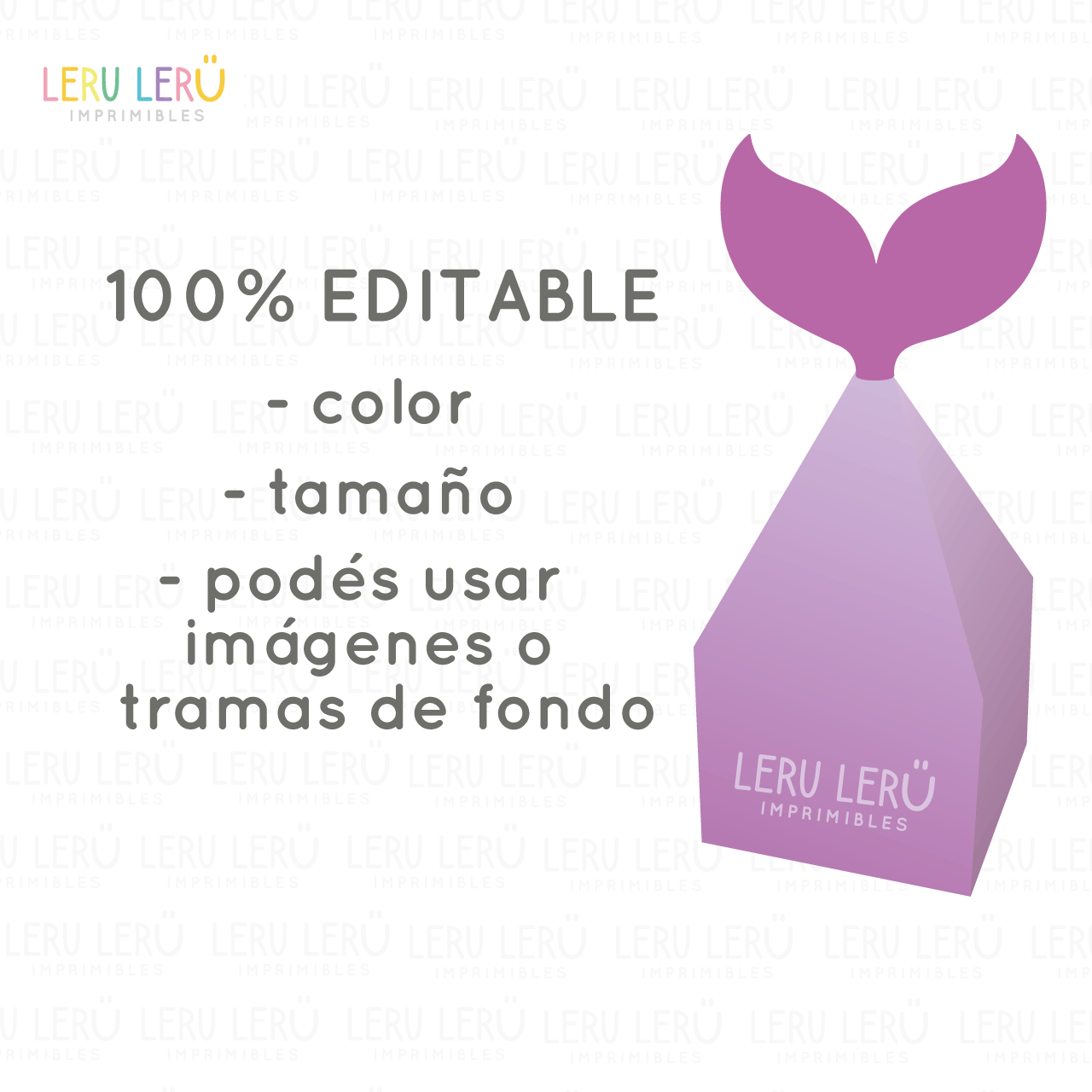 Plantilla de caja con forma de cola de sirena