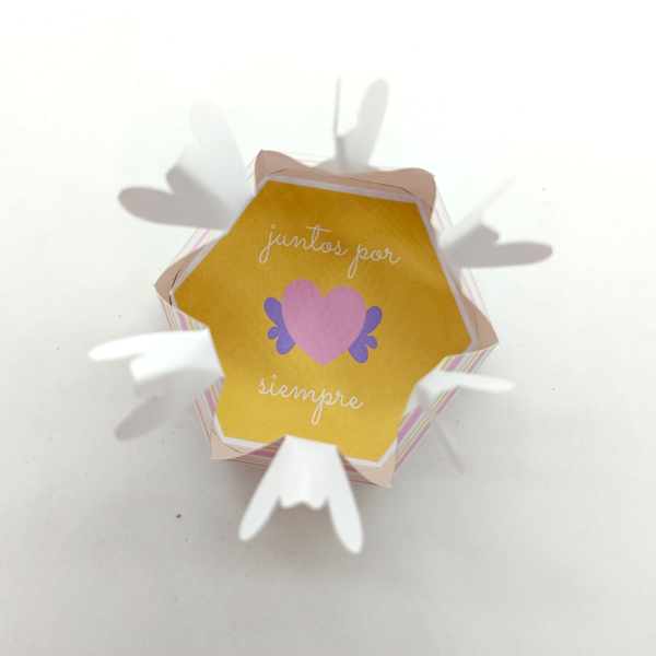 Molde caja hexagonal con puntas dobles de corazon - Imagen 3