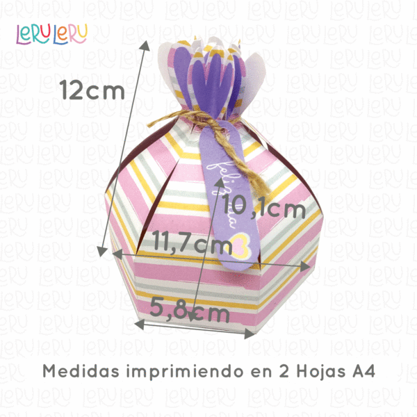 Molde caja hexagonal con puntas dobles de corazon - Imagen 6