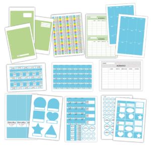 Pack escolar de etiquetas carátulas y horario