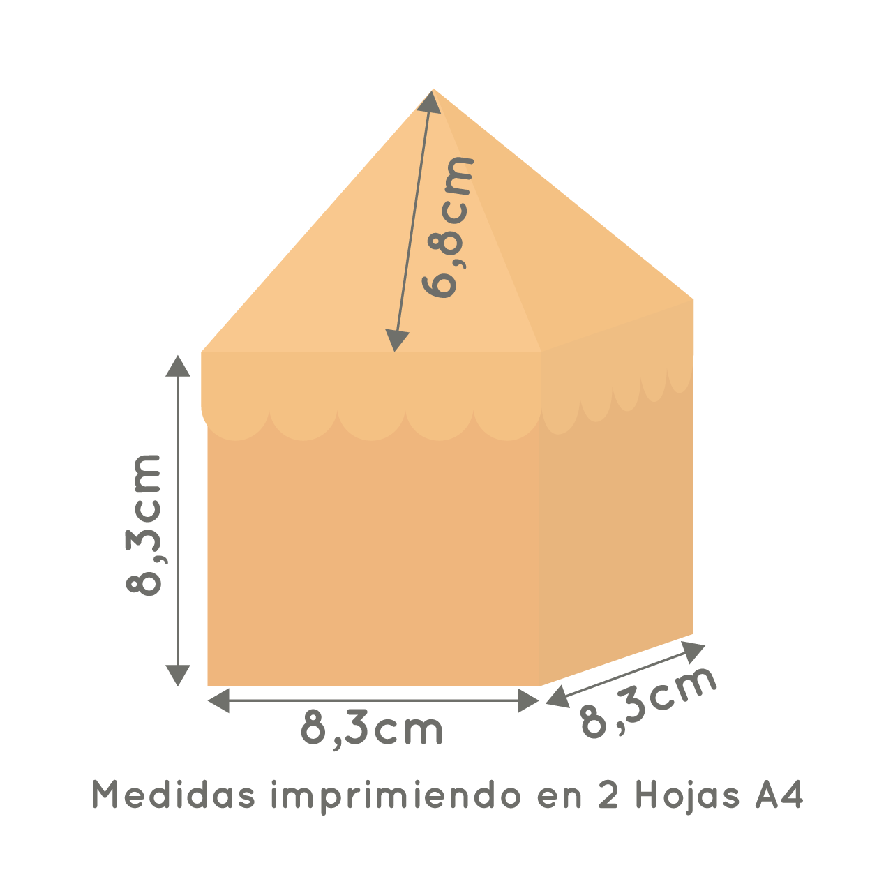 Molde caja casita carpita con techo de tapa ondas - Imagen 3