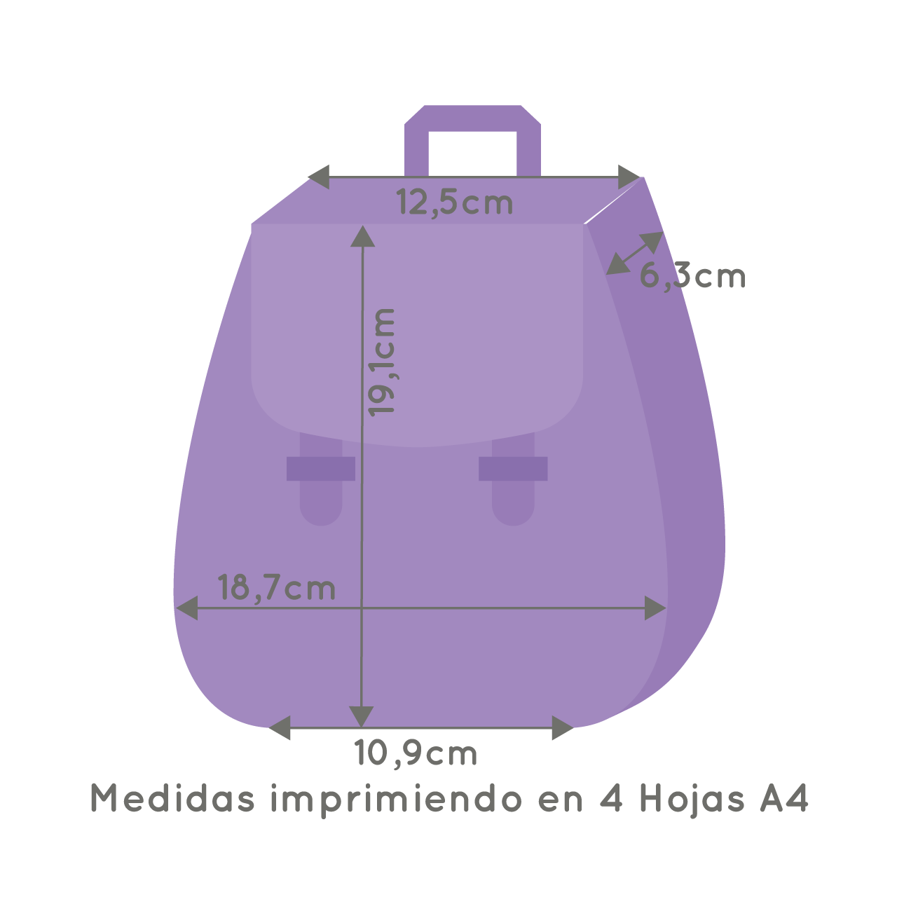 Molde caja mochila redondeada - Imagen 3