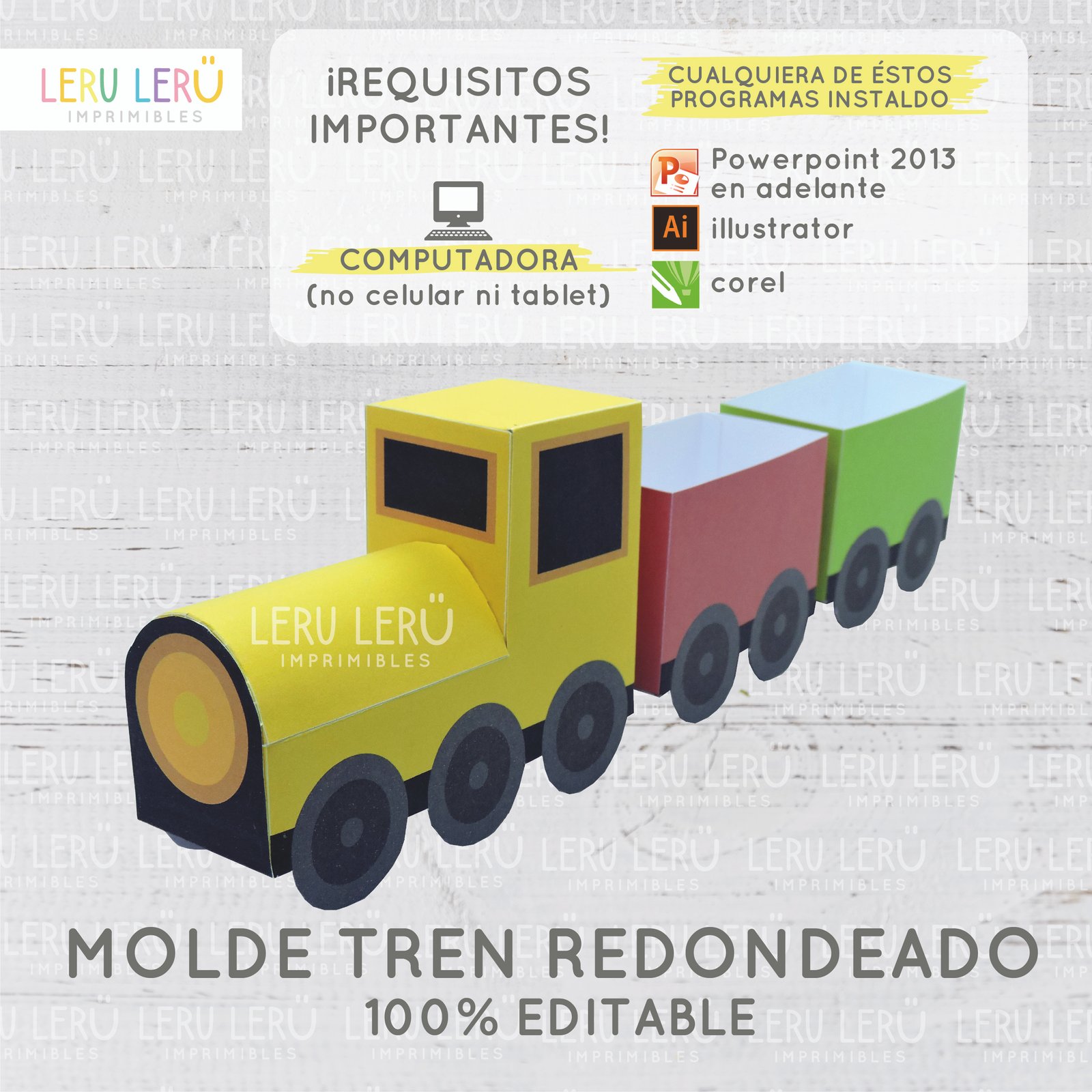 Molde caja tren locomotora redondeada