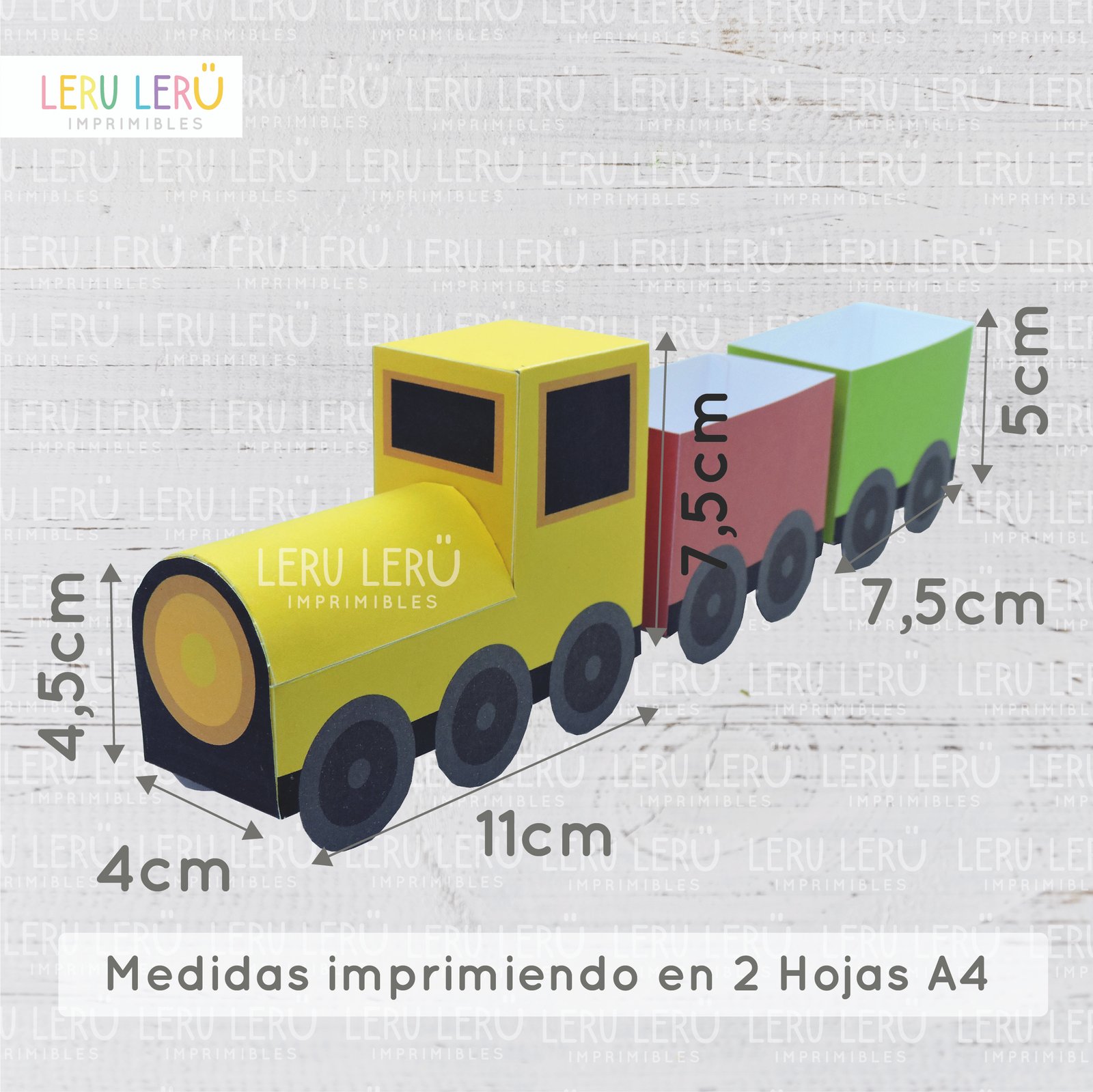 Molde caja tren locomotora redondeada - Imagen 2